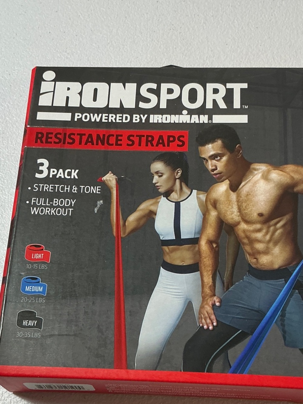 IRONSPORT Resistance Straps 3-Pack - Red, Blue, Black